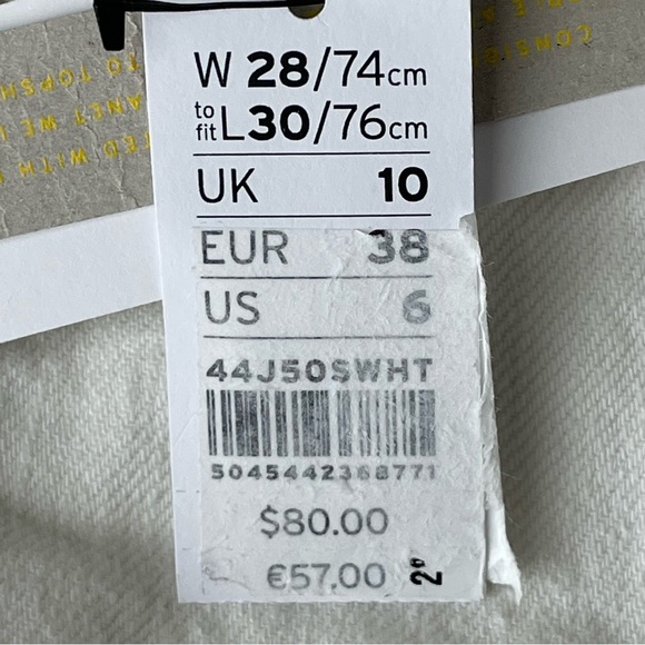 TOPSHOP MATERNITY NWT MOM PULL ON JEANS STRAIGHT LEG OVERBUMP WHITE 28 30 - Picture 8 of 12